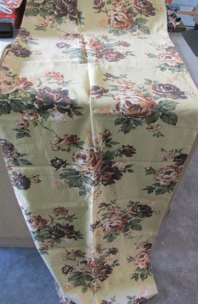 Lovely Large Remnant Vintage Floral Cotton Barkcloth Fabric Roses Autumn Shades Carousel 1