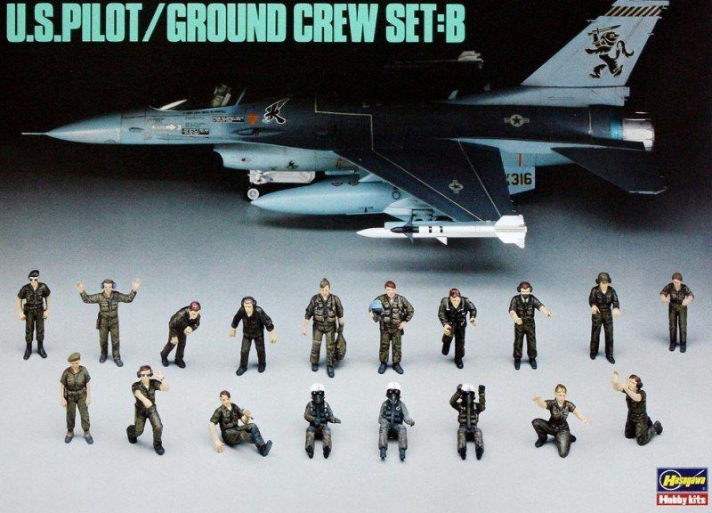 Hasegawa 1/48 Scale US Pilot & Ground Crew Set B Plastic Model Kit 36005-120064288124268930110