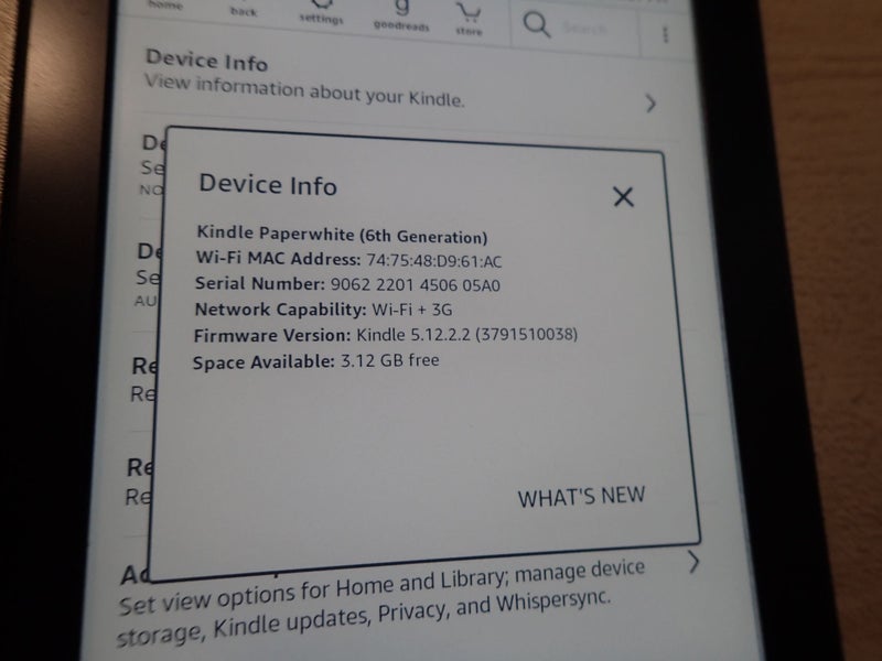 KINDLE paperwhite 6th generation touch screen backlight 52:12 Carousel 2