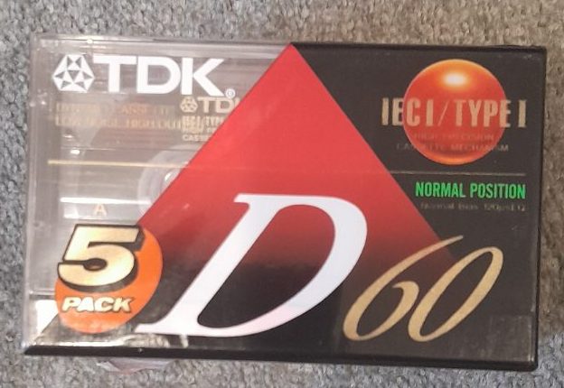 5-Pack TDK D-60 min Blank Audio Cassette Tapes (Sealed but Ripped Wrapper) Carousel 1