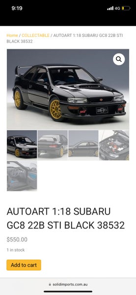 Autoart Subaru Impreza 22b ( black ver ) Carousel 1