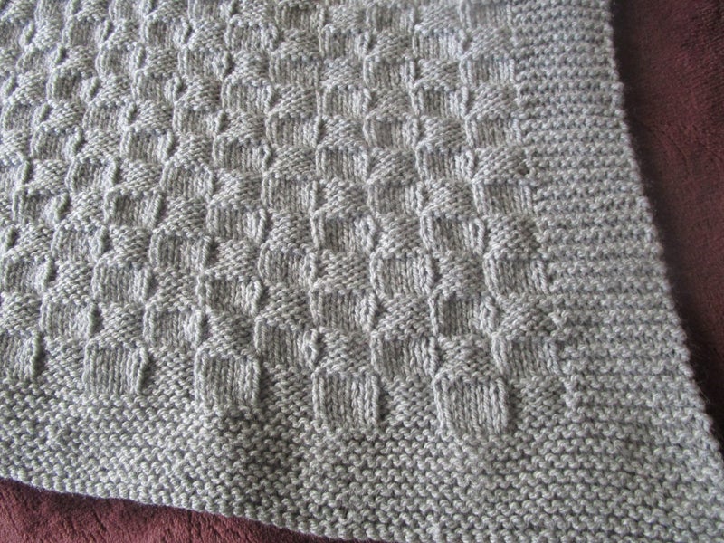 Baby Shawl/ cot blanket. Basket Weave Grey Carousel 2