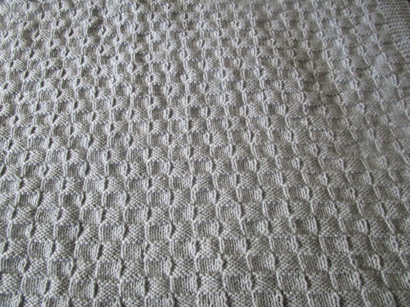 Baby Shawl/ cot blanket. Basket Weave Grey Carousel 3
