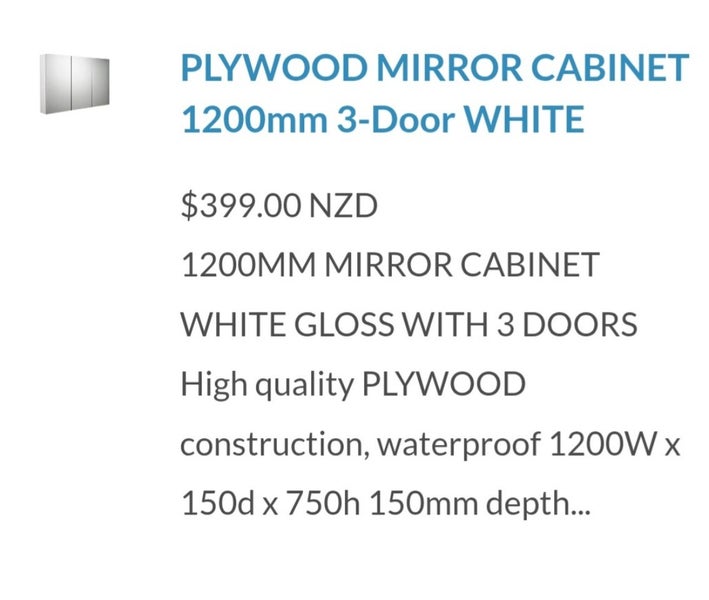 Bathroom mirror cabinet Brand New 1200mm ×750mm×150mm Carousel 3