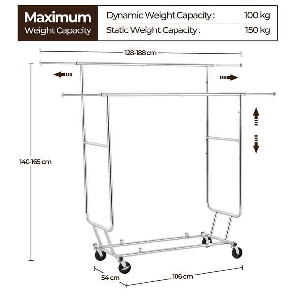 Heavy Duty Double Rail Adjustable Garment Rack Clothing Rack Carousel 2