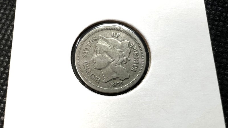 1873 USA Three Cent Nickel Coin – Fine to Very Fine - Lot F77 Carousel 2