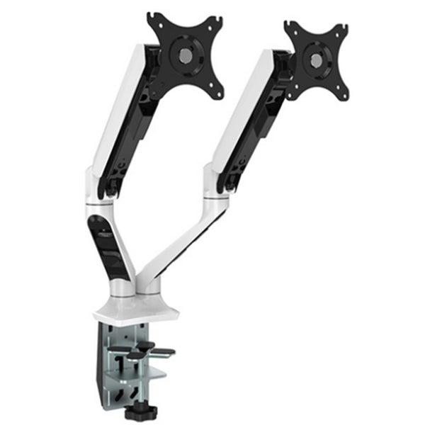 Loctek Pro Mount, 17"-30" Dual Ergonomic Gas Spring Monitor Stand - White - VESA Carousel 2