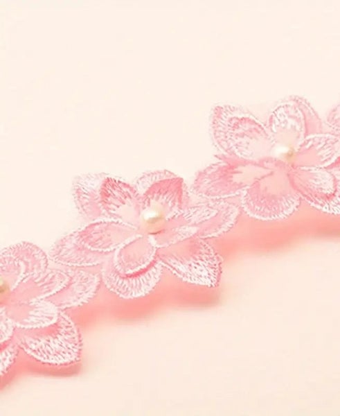 PALE PALE PINK FLOWER PEARL CENTRE 1 FLOWER IS 4CM AUCTION IS FOR 10 FLOWERS Carousel 1