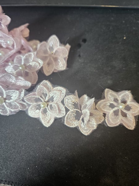 PALE PALE PINK FLOWER PEARL CENTRE 1 FLOWER IS 4CM AUCTION IS FOR 10 FLOWERS Carousel 2