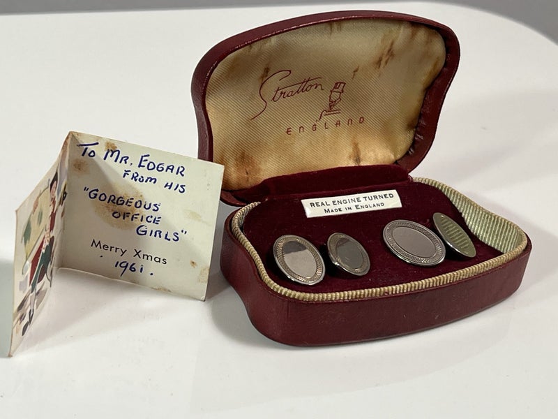 Vintage Stratton Cufflinks Set: 1961 Gifted Engraved Keepsake Carousel 1