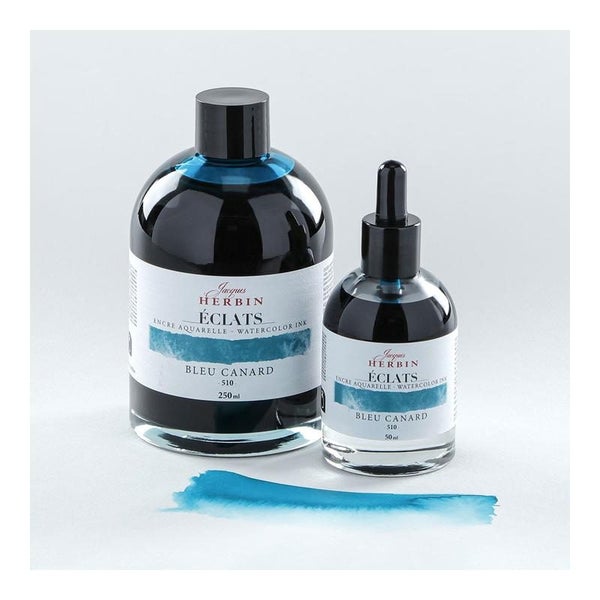 Jacques Herbin Watercolour Ink 510 Teal 50ml Dropper Bottle Carousel 3