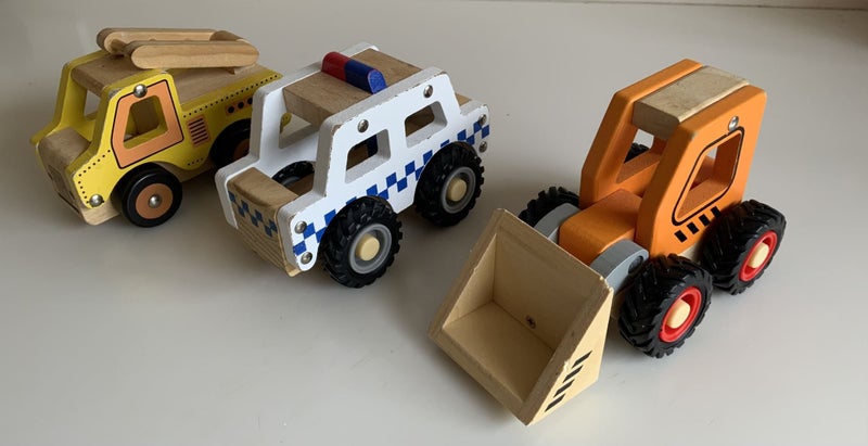 3 wooden Push along Construction Cars Carousel 1
