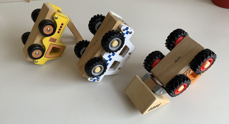 3 wooden Push along Construction Cars Carousel 3