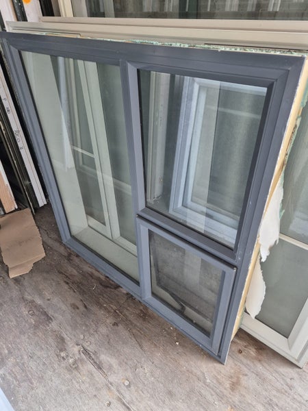 Denim Blue Aluminium window 1m x 1m with flyscreen #2172 Carousel 1