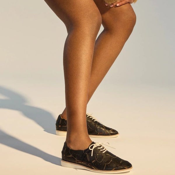 Rollie Derby Applique Black Womens Leather Brogue Shoe Carousel 2