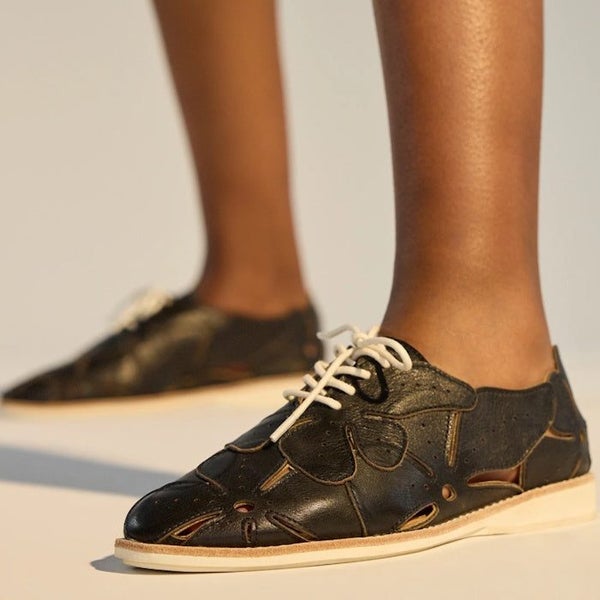 Rollie Derby Applique Black Womens Leather Brogue Shoe Carousel 8