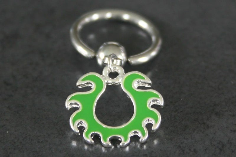 Green Fire Dangle Nipple Ring **Sale** Carousel 1