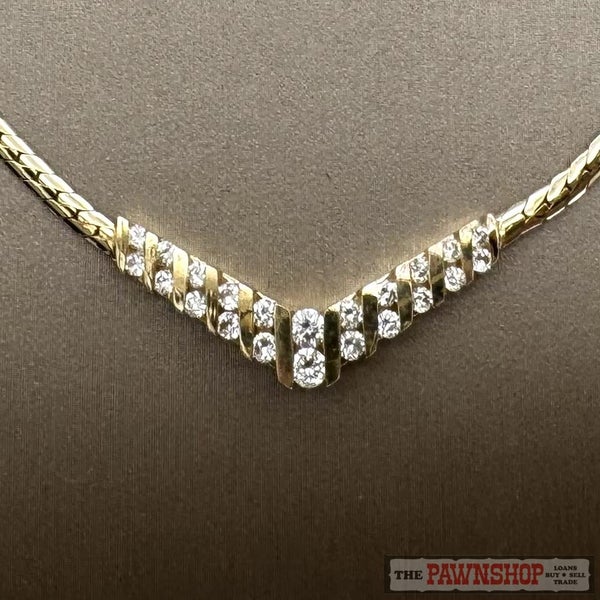 14ct Yellow Gold Diamond "V" Necklace ~ $8,000! Carousel 1