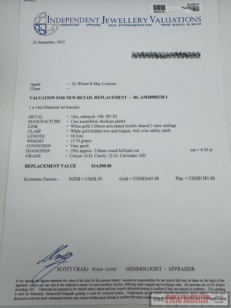 14ct White Gold 4.50ct TDW Diamond Bracelet ~ $14,500! Carousel 5