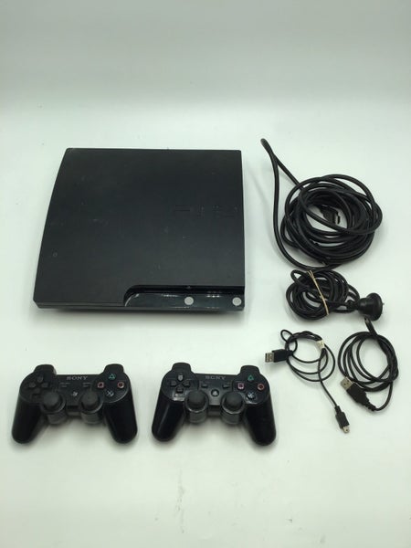 * 250GB Black Slim PS3 Console w/ 2 Dualshock Controllers & Cables! * Carousel 1