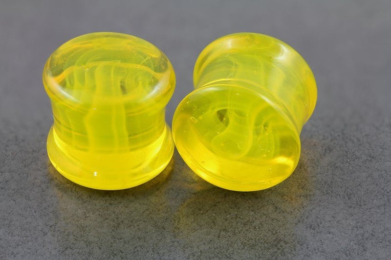 Swirl Yellow Glass Plugs **Sale** Carousel 1