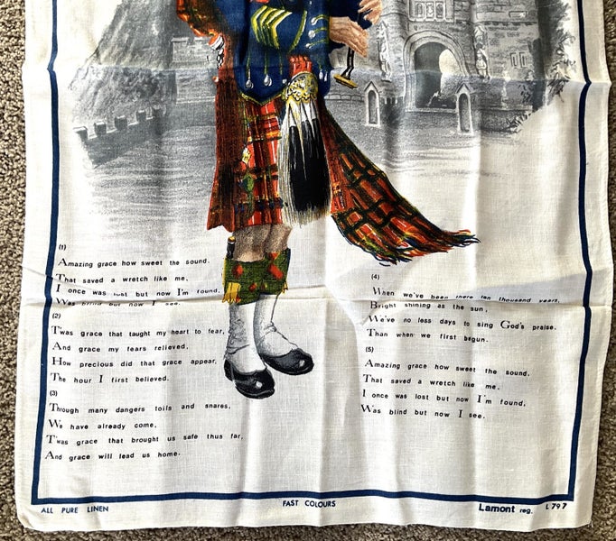 ** RETRO TEA TOWEL ** AMAZING GRACE ** PURE LINEN ** LAMONT ** Carousel 2