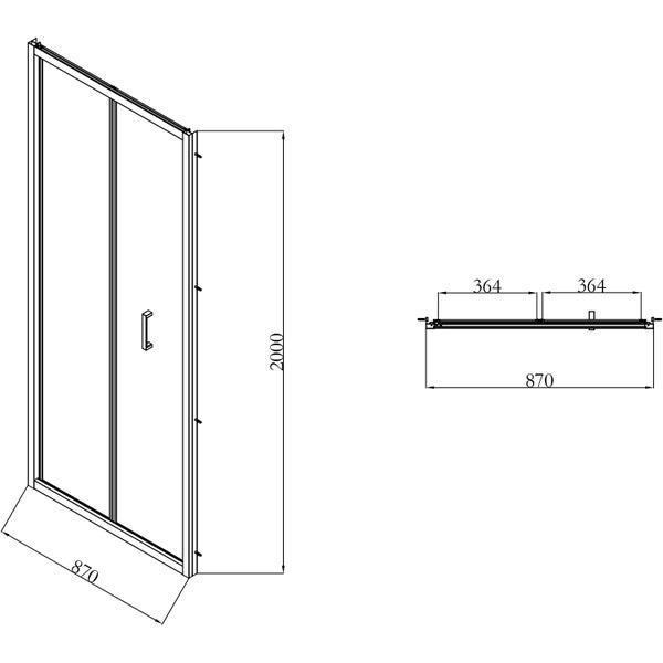 Framed 900mm Chrome Bi-Fold Shower Door Kit Only - 3 Sided Carousel 2