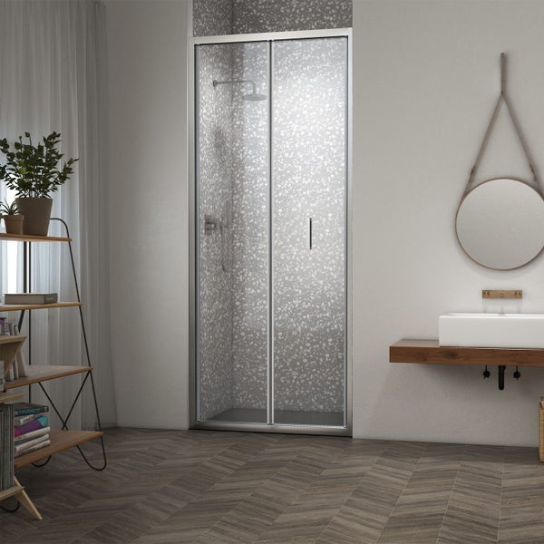 Framed 900mm Chrome Bi-Fold Shower Door Kit Only - 3 Sided Carousel 4