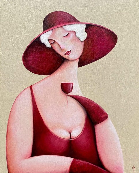 LADY IN RED. Original painting by Nick Fedaeff Carousel 1