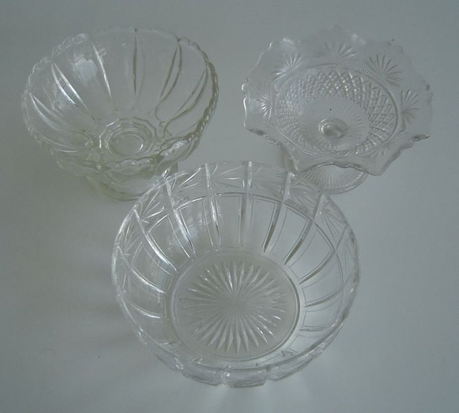 Depression Era Glass Pedestal Dishes and Carousel 1