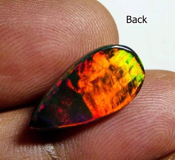 $1RE 3.38CT Buy Now $1850 FLASHING HUGE PEAR RAINBOW 100% NATURAL BLACK OPAL Carousel 11