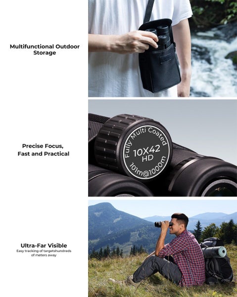 K&F Concept 10*42 HD Binoculars BAK4 (Black) Carousel 9
