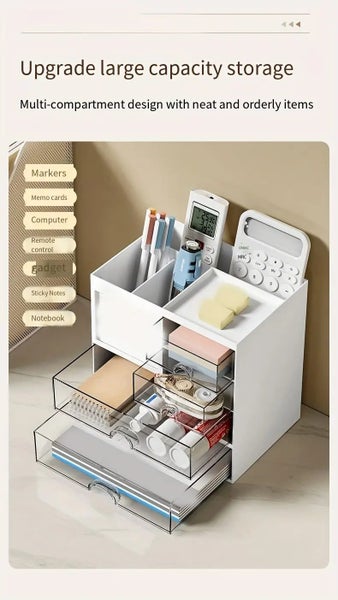 NNETM Modern White Desktop Office Desk Storage Box with Drawers - Rust Resistant Carousel 9