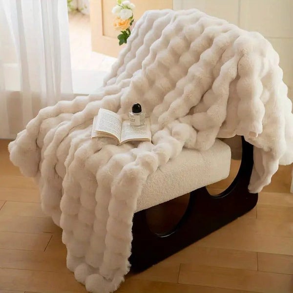 NNETM Soft and Cozy Plush Blanket - Vintage Elegance for Ultimate Comfort- White Carousel 4