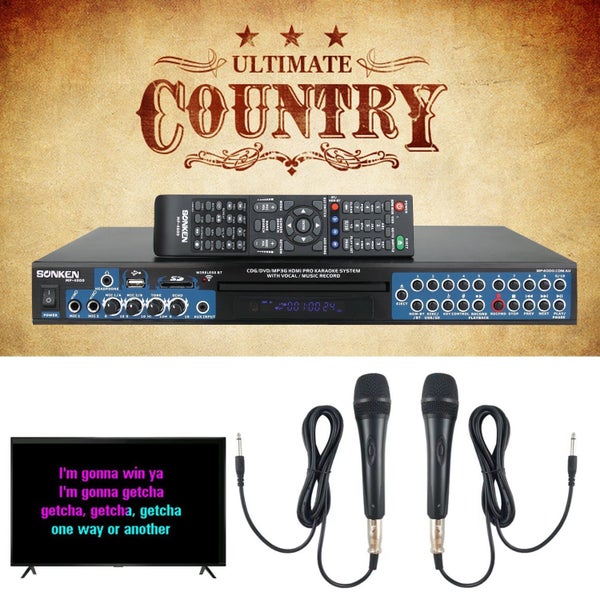 Sonken MP4000 Pro Karaoke Machine + 225 Country Karaoke Songs + 2 Wired Micro... Carousel 1