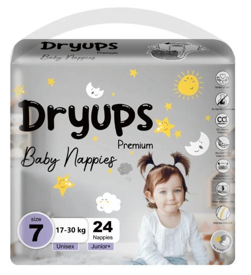Dryups Premium Nappies Unisex Size 7 Junior+ (17-30kg) Carousel 1