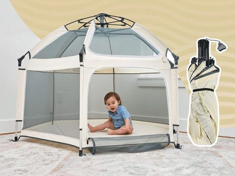 Baby Playpen Kids Tent Carrying Bag Portable Play Yard Toddlers (Beige) Carousel 1