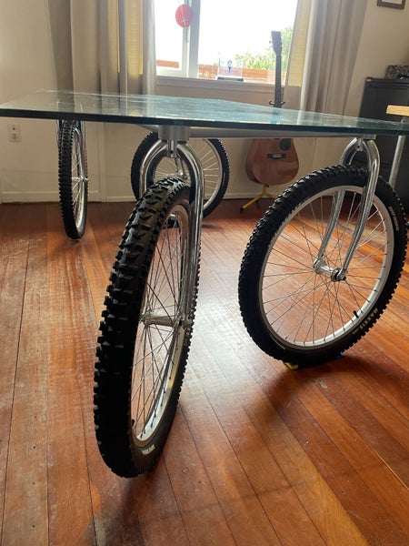 Quirky glass top bicycle table Carousel 1