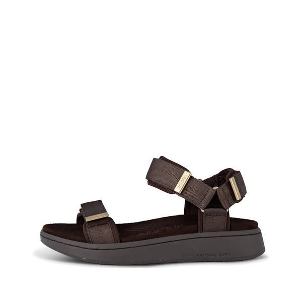 Woden Line Women's 3 Strap Sandal Chocolate Brown Carousel 1