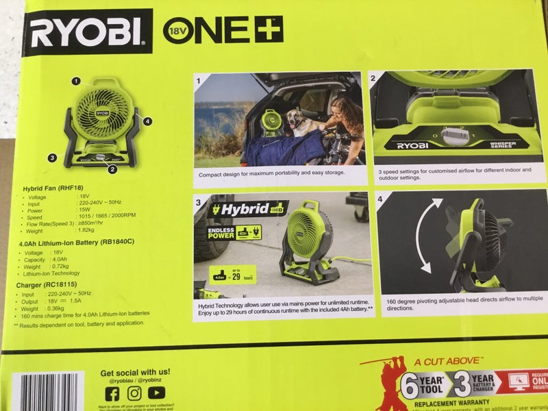 Ryobi One + 18V Hybrid Fan Carousel 2