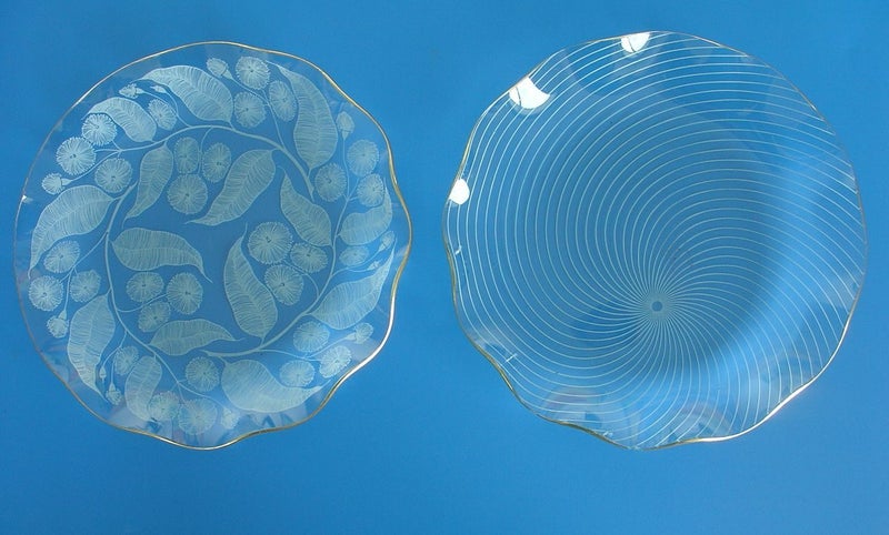 Two Superb Mid century Design Glass Plates Carousel 1
