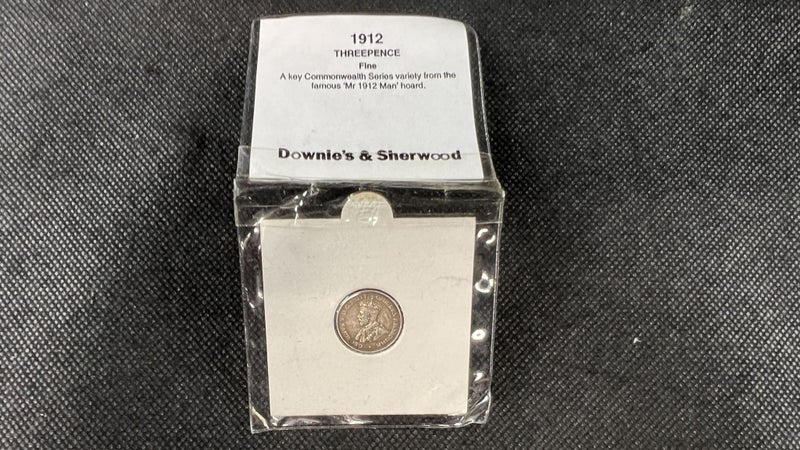 1912 Australian Threepence Silver Coin - Fine Grade - Lot F89 Carousel 1