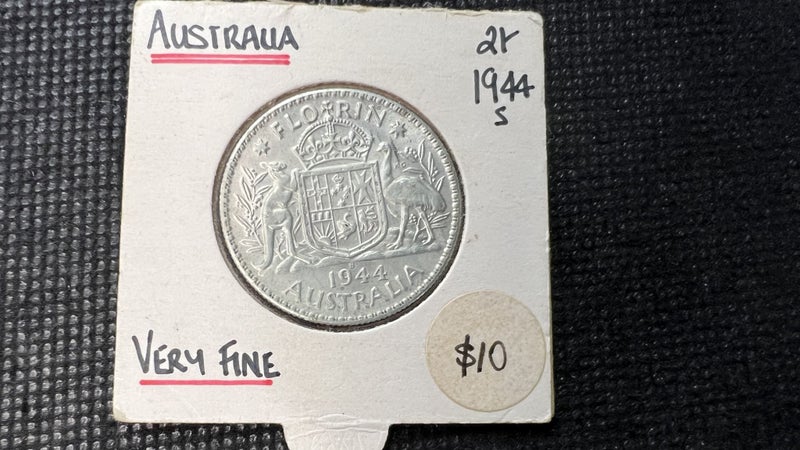 1944-S Australian Florin Silver Coin - Higher Grade Very Fine - Lot F94 Carousel 1