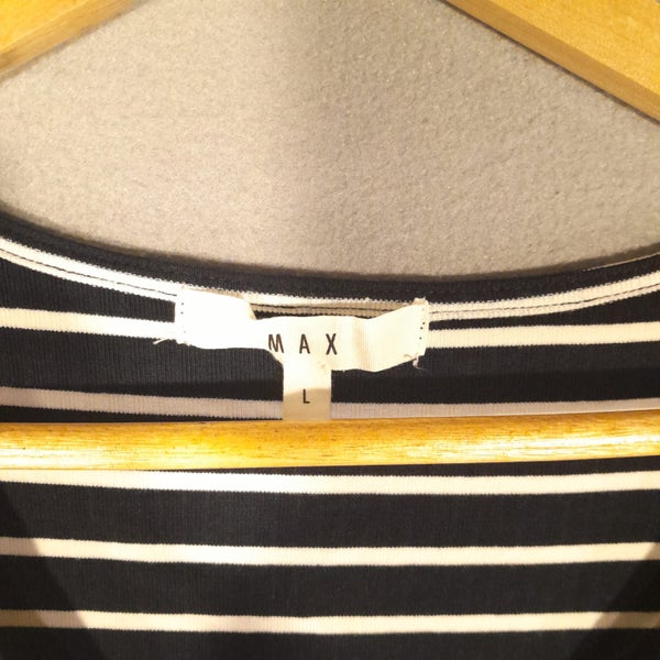 Max Viscose Blend Frilled Hem Black & White Striped Button Front Top Size Large Carousel 2