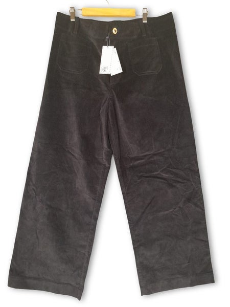Loobies Story BNWT Cotton Blend Dark Blue Velvet Wide Leg Pants Size 16 Carousel 1