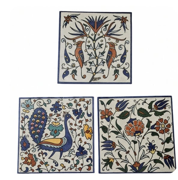 Jerusalem Pottery Hand-Painted Tiles – Set of 3 (Karakashian Bros.) Carousel 1