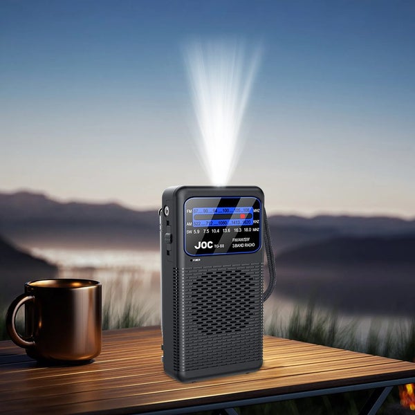 Portable AM/FM Radio with LED Flashlight, Battery Powered Emergency Radio Carousel 2