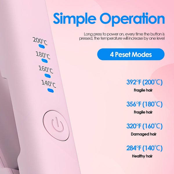 Cordless Hair Straightener & Curling Iron, USB Rechargeable Travel Styler Carousel 2