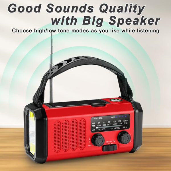 Hand Crank Solar Weather Radio, 10,000mAh AM/FM/NOAA Emergency Radio Carousel 2