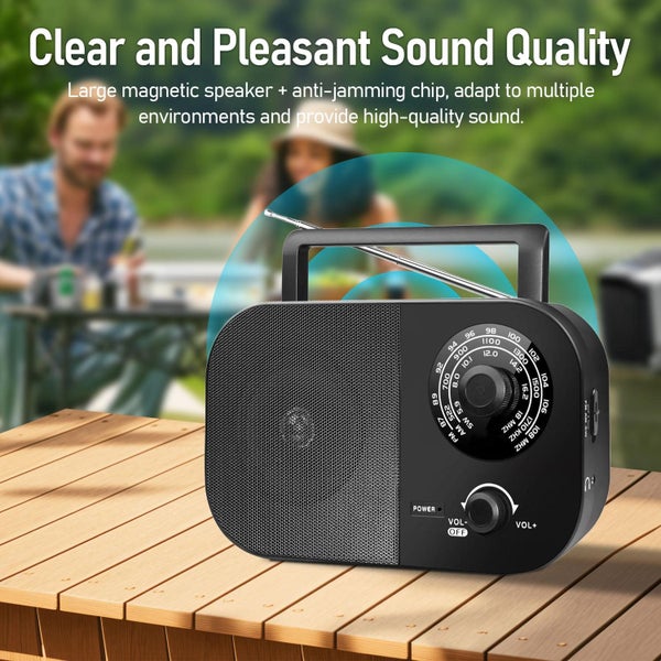 Portable Retro AM/FM/SW Radio with Knobs, 3.5mm Headphone Support Carousel 2